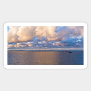 Moody sky over container ships Sticker